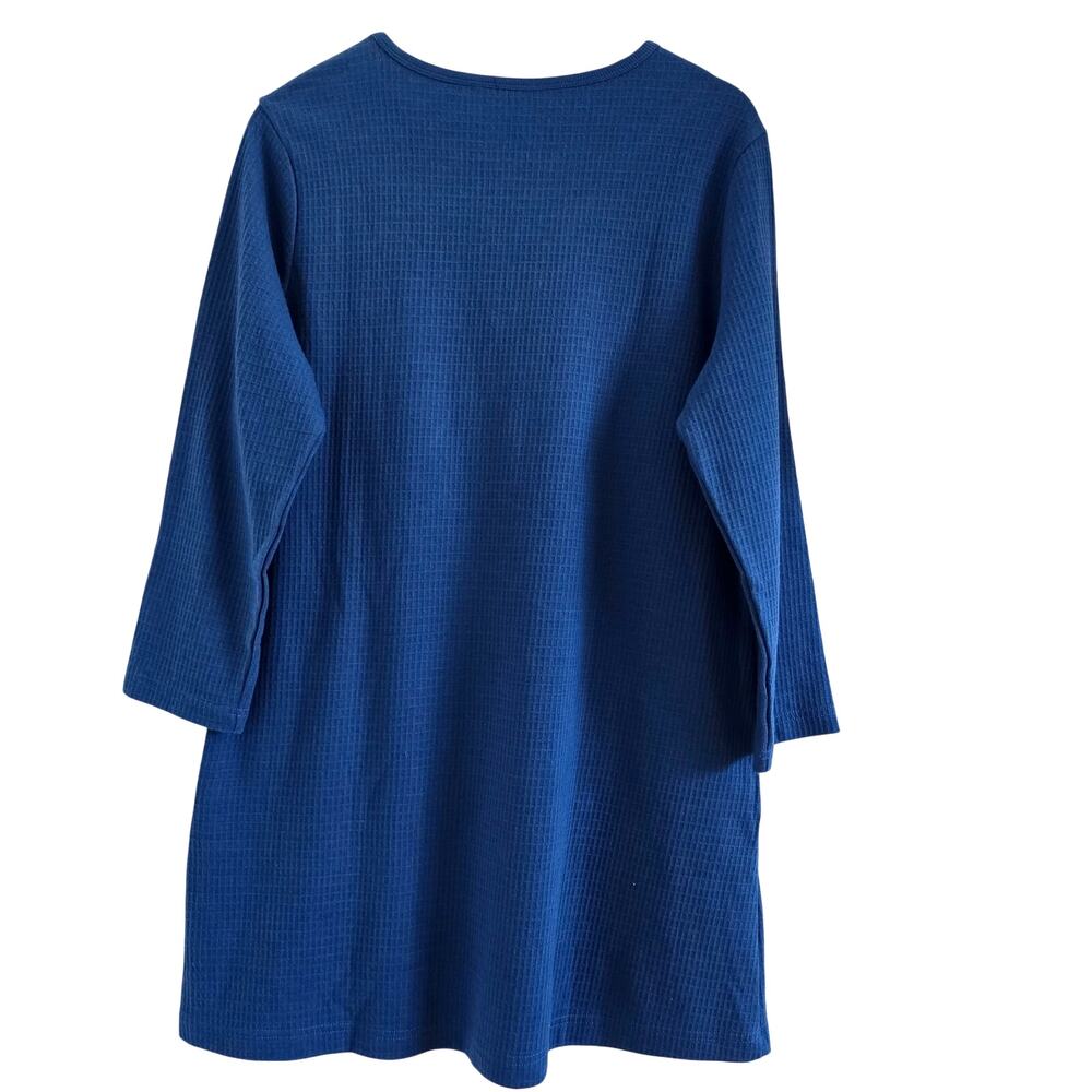 Marketplace Patchwork Waffle Mini Tunic Dress Size M Oversized Cotton Lagenlook - Picture 4 of 8